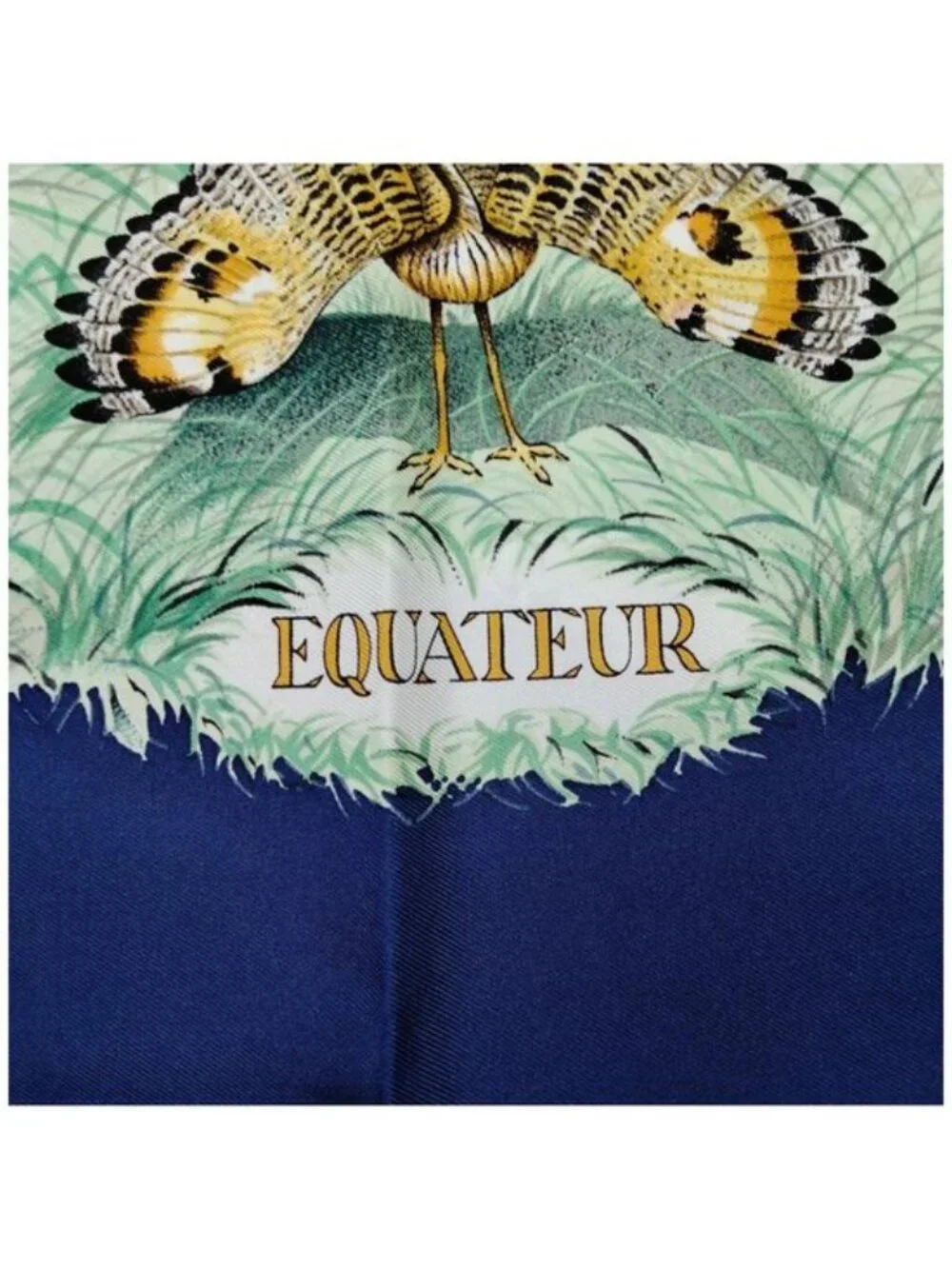 Authentic Hermès Equateur Carré 90 Silk Scarf Blue Jungle Wildlife